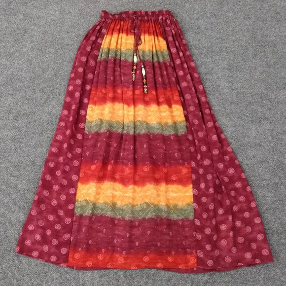 PLATINUM‎ by Dorothy Schoelen Petite Skirt Multicolor Boho Side Slits Drawstring - Picture 8 of 15